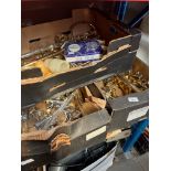 3 boxes of miscellaneous loose brass bathroom fittings.