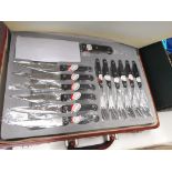Bachmayr Solingen knife set including steak knives and forks - 2 layers in a case