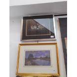 Eyres Simmons, watercolour, 28cm x 16cm glazed and framed, together with another by Henry Sowerby.