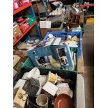 Seven crates/boes of mixed items including ceramics, glassweare, coffee maker in original box,