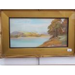 Roland Stead, watercolour 'Derwentwater From The East Side', 50cm x 25cm, framed and glazed.