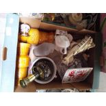 A box of mixed ceramics and glass including Portmeirion, Doulton crystal etc