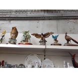 5 large birds on wooden plinths including 2 made in Italy