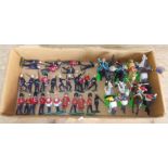 A collection of mainly Britains models comprising leads soldiers and plastic horse and riders.