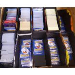 A large box of Pokemon trade cards.