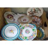 A box of assorted mainly 19th century porcelain plates, various manufacturers.
