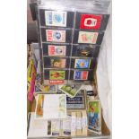 A box of cigarette cards and a collection of over 600 matchbox labels.