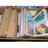 Three albums of postcards, early to late 20th century, comical, scenic etc., together with an