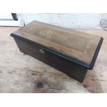 A late 19th century 8 airs rosewood cylinder music box, length 43cm.