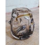 A Whitefriars smokey and pulled glass vase, height 12.5cm.