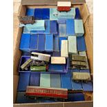 A box of approx. 60 assorted Hornby Dublo boxed rolling stock items to include horse box, mineral