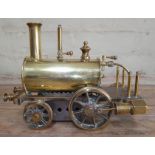 A scratch built live steam brass engine, gauge 2 1/2", length 19cm.