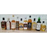 10 bottles of assorted scotch whisky to include 3 x Stewarts blended, White Heather blended, Doble-