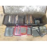 A box of photographic glass magic lantern slides, various subjects, travel topographical, portraits,