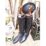 A pair of leather boots, possibly military. Size approx. 9.