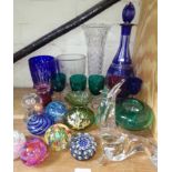 Assorted art glass including a Scandinavian sealion indistinctly signed etc.