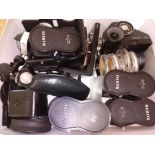 A tray of assorted Mamiya 330 accessories comprising four double lenses, grip, filters, outer