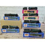 Six Hornby Dublo 00 gauge 2-rail locomotives to include 2 x 2235 4-6-2 (1 x "Barnstable" no.