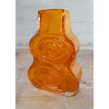 A Whitefriars cello vase in tangerine orange, height 18cm.