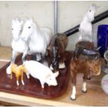 Assorted Beswick models comprising six horses and a pig.