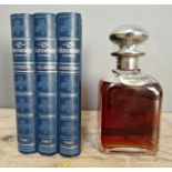 A bottle of Hennessy Cognac, Decanter, 40% vol, 70cl, in a book style blue presentation case.