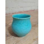 A Pilkingtons Royal Lancastrian mottled turquoise vase, shape no. 2515, height 9cm.