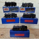 Five Hornby Dublo 00 gauge 3-rail EDL17 0-6-2 tank locomotives B.R. no.69567, in associated boxes.