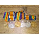 Six WWI medals, duos awarded to 50891 PTE. F. Parker, 22311 PTE. F. Gleave and 48252 PTE. J. Burnie.