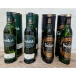 4 bottles of assorted Glenfiddich scotch whisky to include 2 x single malt 12, 2 x pure malt special