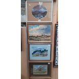 Four original works by Robert Lee (British 20th/21st century), two pastels, a watercolour and an oil