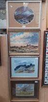 Four original works by Robert Lee (British 20th/21st century), two pastels, a watercolour and an oil