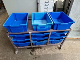 Gratnells mobile tray storage unit.