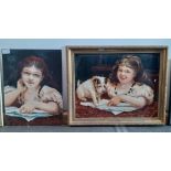 Robert Lee, 20th/21st century school, two portraits of a young girl, one with puppy, oil on board,