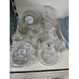 Waterford Crystal Wharton mantle clock and dog, a Galway Crystal harp, Swarovski hedgehog, mouse and