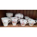 Royal Stafford ‘Virginia Stock’ bone china tea set for 8 people - 28 pieces