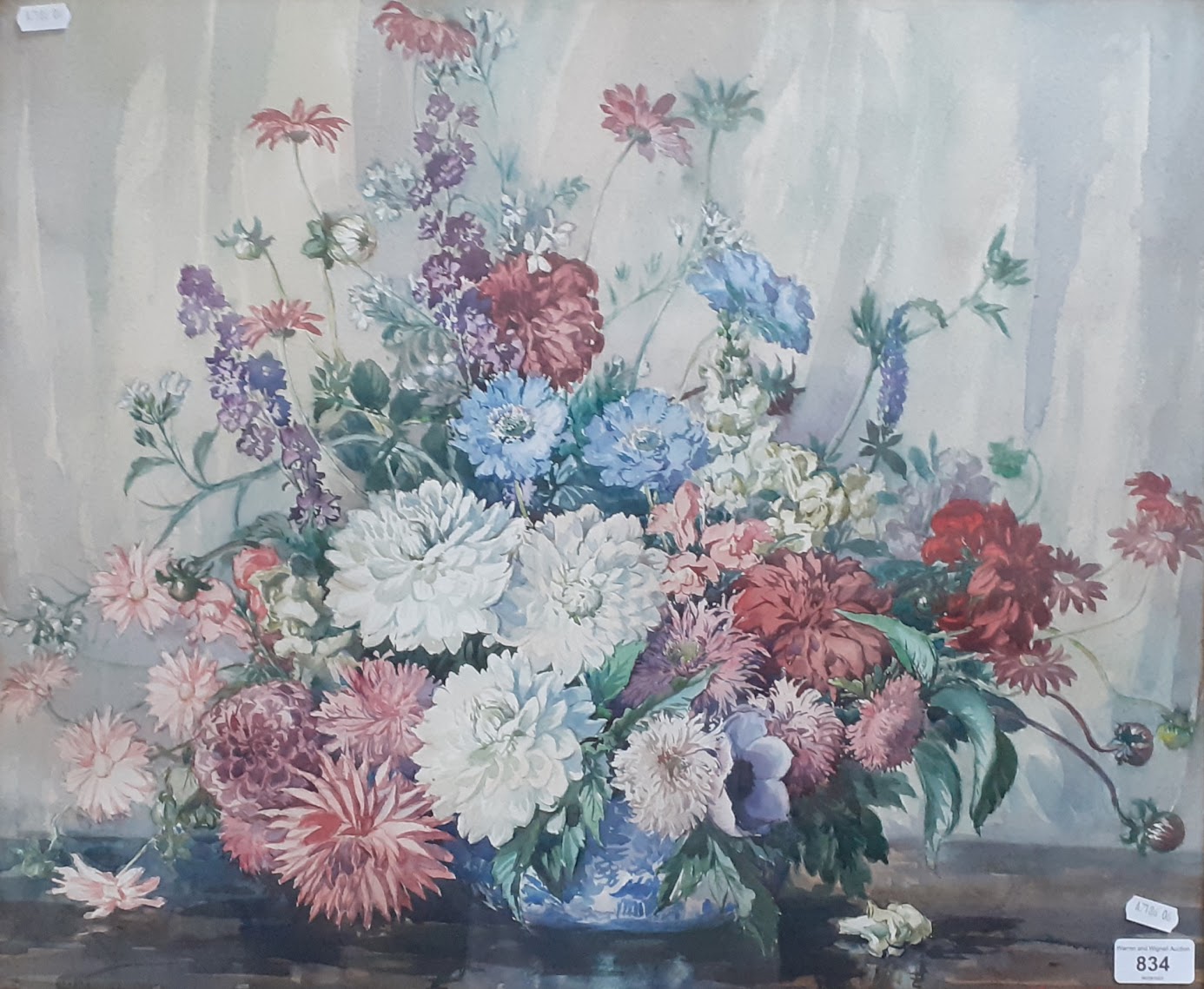 Thomas G Hill (British 20th century), watercolour, still life of flowers, 59cm x 49cm, framed and - Image 2 of 2