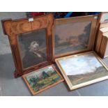 A group of four pictures comprising an oil on board (unsigned), an oil on board signed 'Barbara