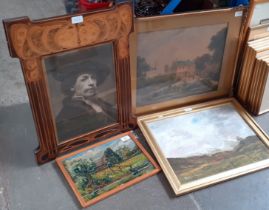A group of four pictures comprising an oil on board (unsigned), an oil on board signed 'Barbara