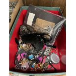 A box of watches and some costume jewellery