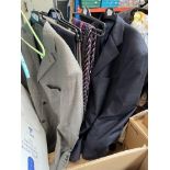 2 Next gents suits 44R and 46R and a rack of ties to include silk.