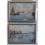Pair of water colours, harbour scenes, 47.5cmx33cm, signed S Towers, framed & glazed