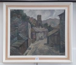 John Bowes (British, 1899-1974), 'Chapel Stile Westmorland', oil on board, 58.5cm x 48.5cm,