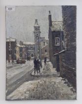 20th century school, oil on canvas, street scene, 30cmx40cm, signed RS Gardner 74