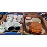 Two boxes of mixed pottery including Hornsea strorage jars, etc.