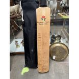 A Lancashire County Cricket Club signed bat