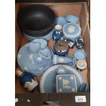 A box of Wedgwood blue jasperware