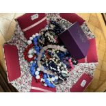 A quantity of costume jewellery comprising various beads, necklaces, etc.