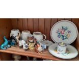 Poole pottery animals, jug, preserve pot etc. together with other items