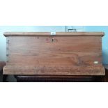 A Victorian pine blanket box with candle tray to the interior. Dimensions, L 79cm, H 34cm, D 42cm