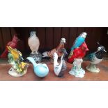 A collection of Beswick bird figures - Beneagles whisky Kestrel; Lapwing; Racing Pigeon (1383);